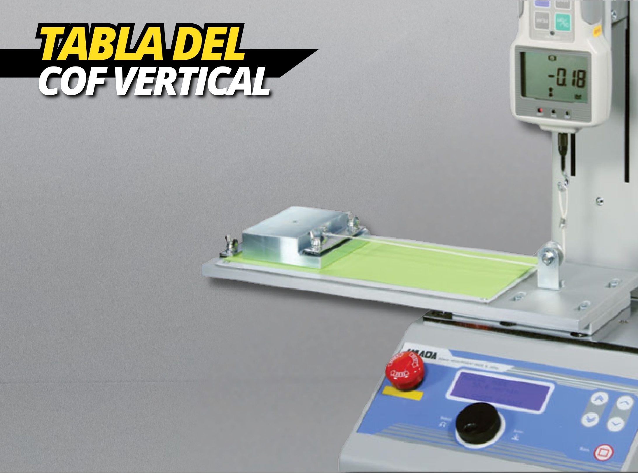 Mesa vertical para pruebas de coeficiente de fricción