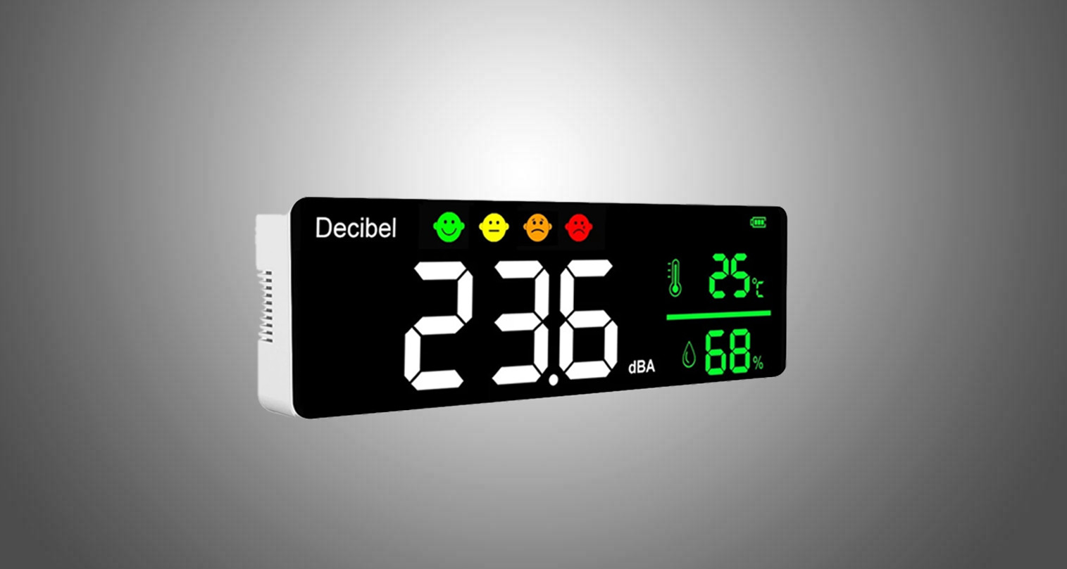 Dm1306d Medidor de sonido de decibelios digital montado Detector Neigrs  30-130db Temperatura y humedad Mon