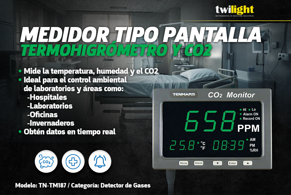 Medidor múltiple ambiental para temperatura, humedad, lux y nivel de sonido